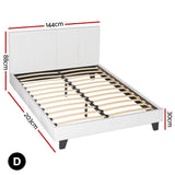 Trenton Bed Frame PU Leather - White Double