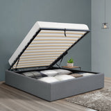 Mimosa Gas Lift Bed Frame Base With Storage Platform Fabric - Grey King Single