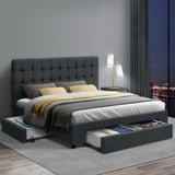 Venice Bed Frame Fabric Storage Drawers - Charcoal Double