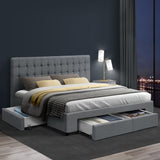 Venice Bed Frame Fabric Storage Drawers - Grey King