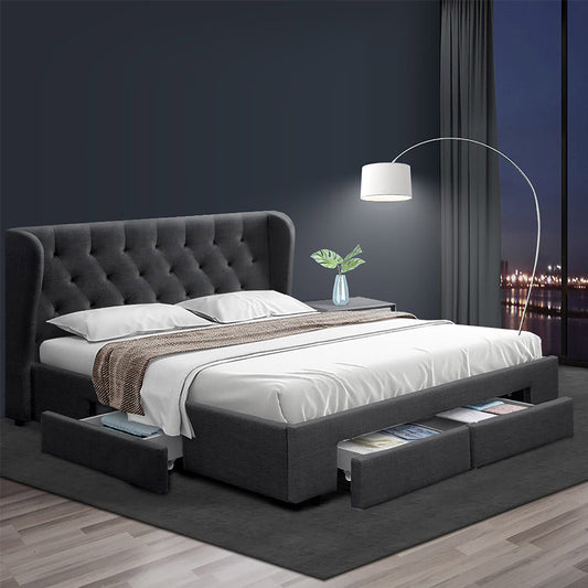 Dacite 27cm Bed & Mattress Package - Charcoal Queen