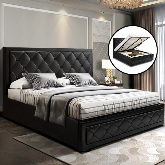 Helio 30cm Bed & Mattress Package - Black Queen