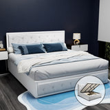 Savannah Bed Frame PU Leather Gas Lift With Storage - White King