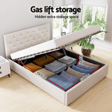 Samara Gas Lift Bed Frame - Beige Double