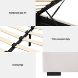 Samara Gas Lift Bed Frame - Beige Double