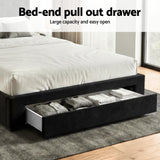 Naya Bed Frame Storage Charging Station Upholstered 3 Drawers USB Type-C - Black Double