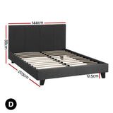 Amalfi Fabric Bed Frame - Charcoal Double
