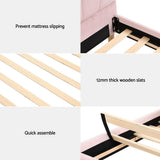 Avalyn Bed Frame Scallop-Shape Bedhead Velvet Fabric - Pink King Single