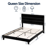 Liora Upholstered Bed Frame with Geometric Headboard Velvet - Black Queen