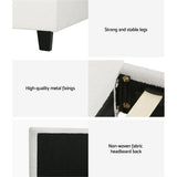 Sean Bed Frame Fabric Bouclé Platform Wooden - White Double
