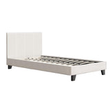 Sean Bed Frame Fabric Bouclé Platform Wooden - White King Single