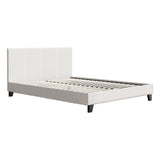 Sean Bed Frame Fabric Bouclé Platform Wooden - White Queen