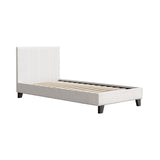 Sean Bed Frame Fabric Bouclé Platform Wooden - White Single