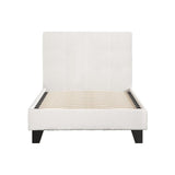 Sean Bed Frame Fabric Bouclé Platform Wooden - White Single
