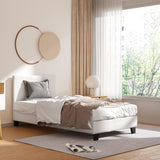 Sean Bed Frame Fabric Bouclé Platform Wooden - White Single