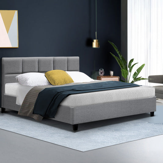 Pumice 34cm Bed & Mattress Package - Grey Queen
