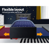 Easton Trundle Wooden Bed Frame with Trundle Bed - Black King Single