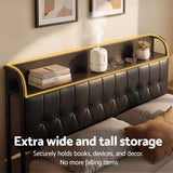 Napoli Bed Frame with Storage Headboard Charging Station - Black Queen