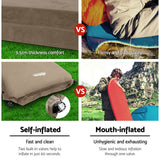 Self-Inflating Mattress Camping Sleeping Mat Air Bed Double Set Coffee