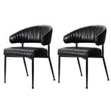 Gemma Set of 2 Dining Chairs Leather Hollow Armchair - Black