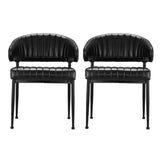 Gemma Set of 2 Dining Chairs Leather Hollow Armchair - Black