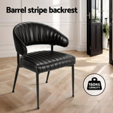 Gemma Set of 2 Dining Chairs Leather Hollow Armchair - Black