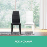 Briley Set of 4 Dining Chairs Leather Channel Tufted - Black