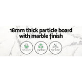 Dining Table Round Wooden Table With Marble Effect Metal Legs 110CM White