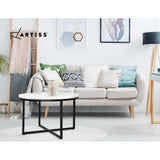 Ierax Coffee Table 70cm Round Marbel Effect - White
