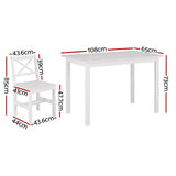 5-Piece Clara White Dining Table & Chair Set