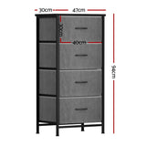 Artiss Chest of 4 Drawers Storage Dresser Tallboy - Grey