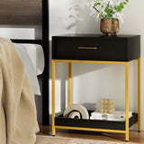 Calgary Wooden Bedside Table Side Table Shelf Bedroom Furniture Nightstand - Black