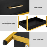 Calgary Wooden Bedside Table Side Table Shelf Bedroom Furniture Nightstand - Black