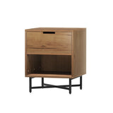 Edmonton Wooden Bedside Table Shelf Side Nightstand Storage Bedroom - Rust Oak