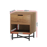 Edmonton Wooden Bedside Table Shelf Side Nightstand Storage Bedroom - Rust Oak