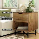 Edmonton Wooden Bedside Table Shelf Side Nightstand Storage Bedroom - Rust Oak