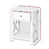 Dalhousie Wooden Bedside Table Coffee Side Cabinet Wooden - White