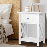 Dalhousie Wooden Bedside Table Coffee Side Cabinet Wooden - White