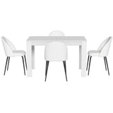 5-Piece Rocco White Dining Table & Chair Set Sherpa