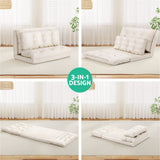 Micah 2-Seater Floor Lounge Sofa Bed Pillow Leather - White