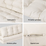 Micah 2-Seater Floor Lounge Sofa Bed Pillow Leather - White