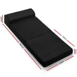 Scarlett 24cm Folding Foam Mattress Portable Single Sofa Bed Mat Air Mesh Fabric Black - Single