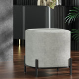Square Foot Stool Faux Linen Fabric Ottoman Foot Rest Padded Seat Grey