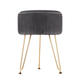 Ottoman Foot Stool Vanity Velvet Round - Grey