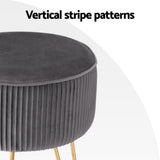Ottoman Foot Stool Vanity Velvet Round - Grey