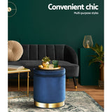 Foot Stool Round Velvet Storage Ottoman Foot Rest Pouffe Footstool Navy