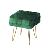 Ottoman Foot Stool Vanity Woven Velvet - Green