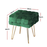 Ottoman Foot Stool Vanity Woven Velvet - Green