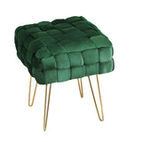 Ottoman Foot Stool Vanity Woven Velvet - Green
