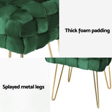 Ottoman Foot Stool Vanity Woven Velvet - Green